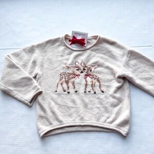 Freshman New Girls Holiday Deer Sweater with 2 x Red Velvet Hair Slides
NWT